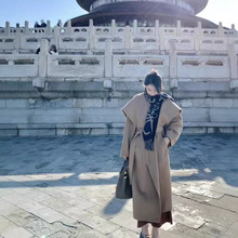 驼色双面呢外套女冬绵羊毛 大翻领慵懒中长款