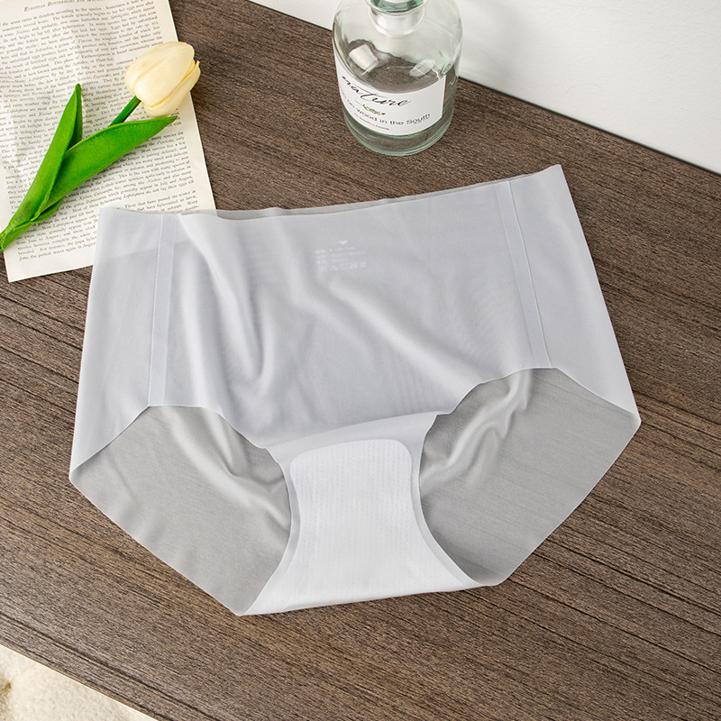 Ropa interior de seda de hielo de las mujeres de algodón transpirable entrepierna verano delgada sexy sin costuras más tamaño pantalones cortos de niña cabeza ropa interior de niña