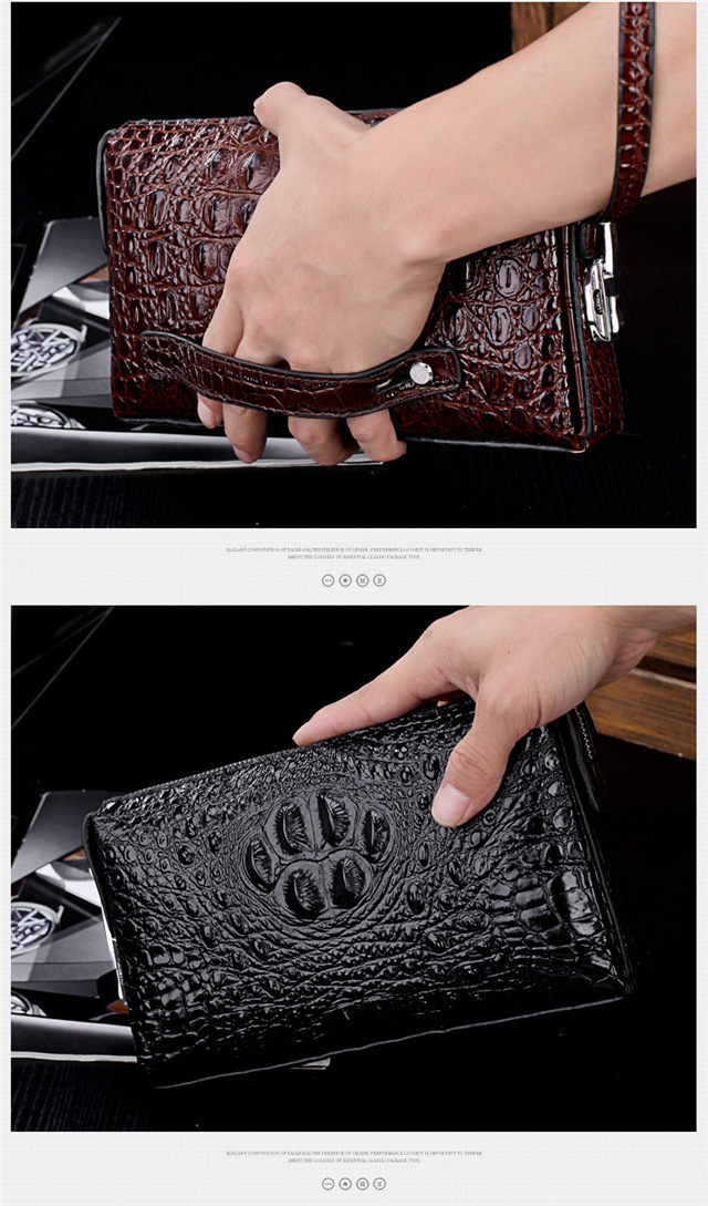 Men's Crocodile Pattern Leather Clutch Bag For Business And Casual_voghion.com