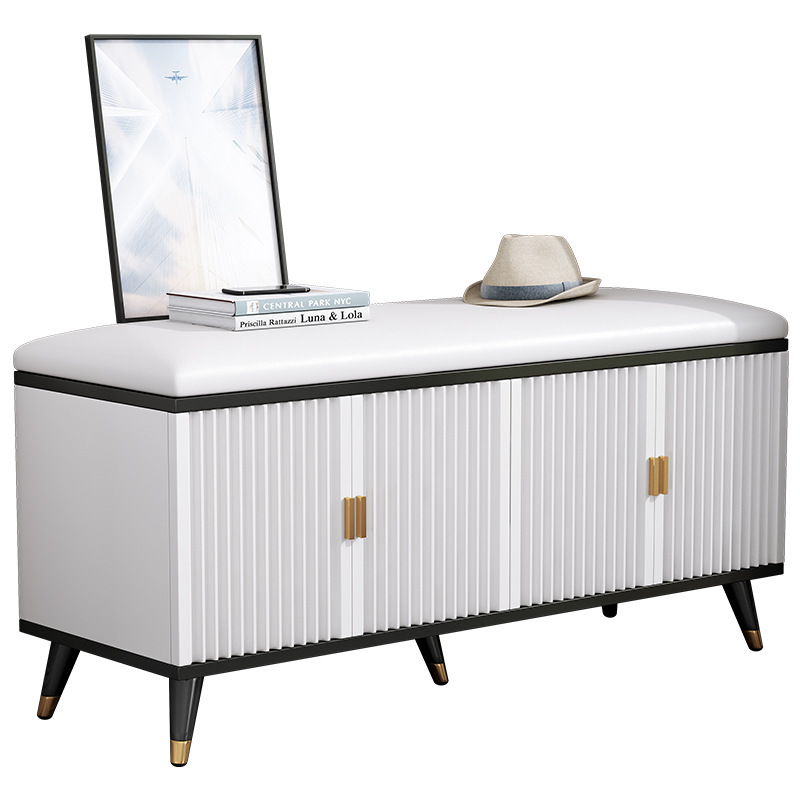 Fábrica directa de cambio de zapatos taburete zapatos gabinete integrado puerta de entrada se puede sentar bolsa de lujo suave asiento taburete puerta de almacenamiento doméstico