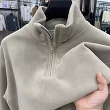 2025冬季新款男士立领卫衣加绒加厚休闲纯色时尚百搭打底保暖上衣