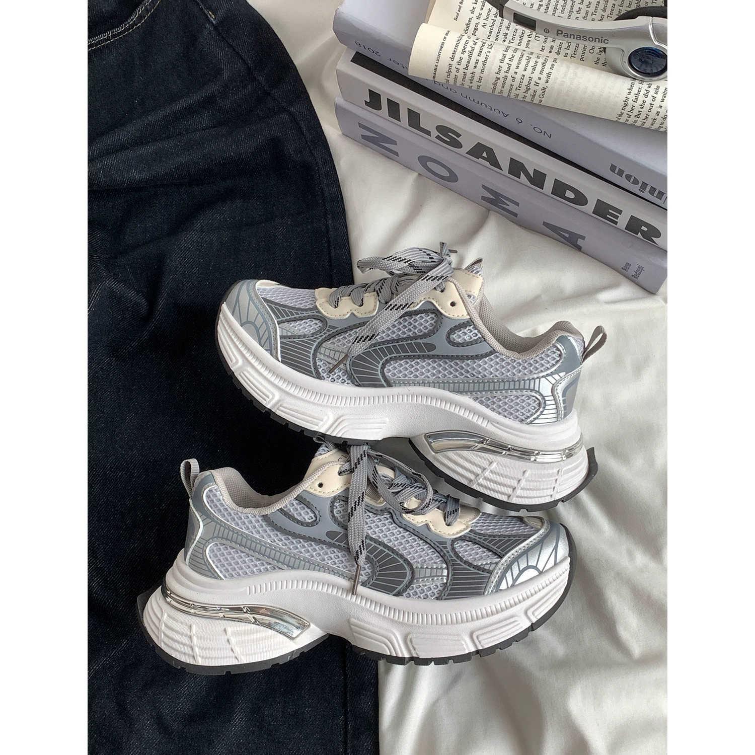 Yuanyi Shoes 2025 весна-лето новые массивные подошвы, дышащие «dad» кроссовки для женщин MIS-3360