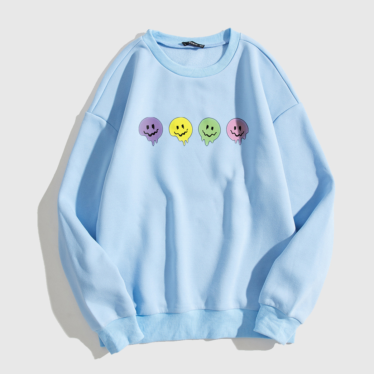 women s four-color smiley face pattern printing round neck long-sleeved sweatshirt nihaostyles clothing wholesale  NSGMX77848