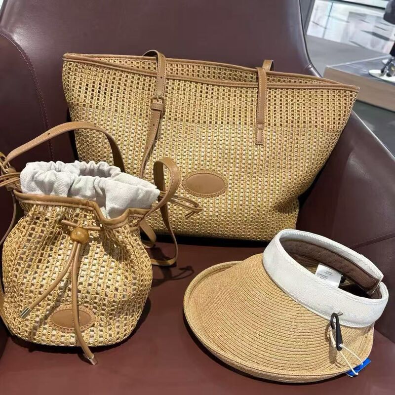 Cross-Border New Model Adidas Trefoil Woven Tote Bag, Vacation-Style Straw Shoulder Bag, Handbag, Rattan Bucket Bag Cross-Border New Model Adidas Trefoil Woven Tote Bag, Vacation-Style Straw Shoulder Bag, Handbag, Rattan Bucket Bag