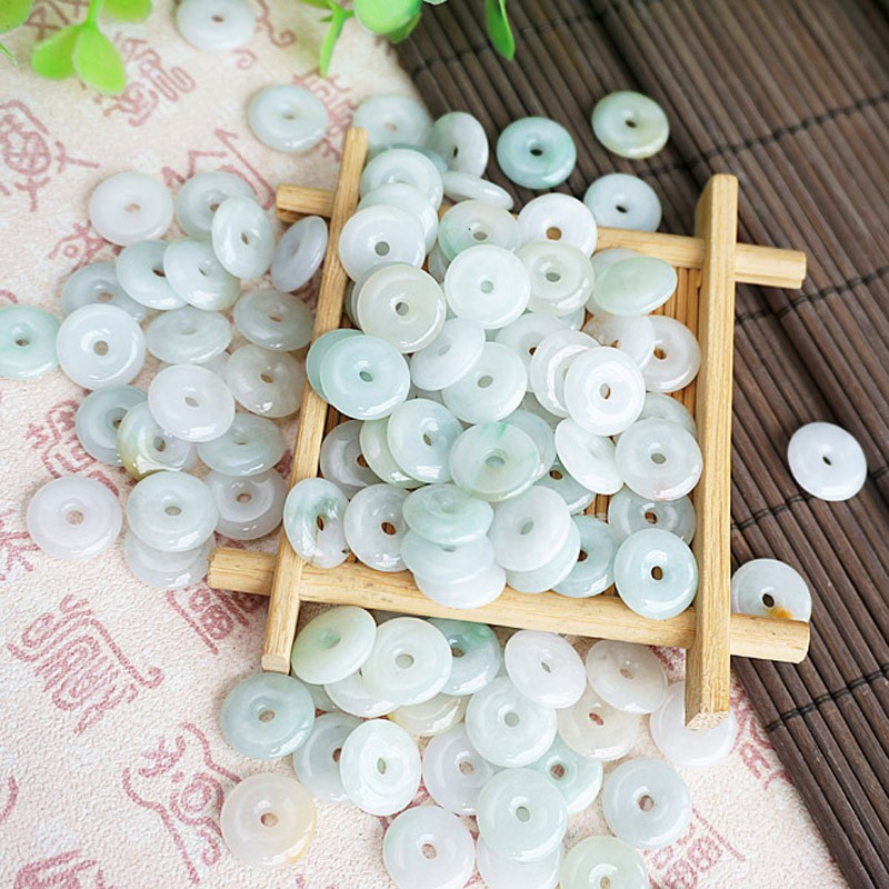 天然翡翠A货散珠小平安扣DIY手工编织配件手链项链玉石散珠子隔片