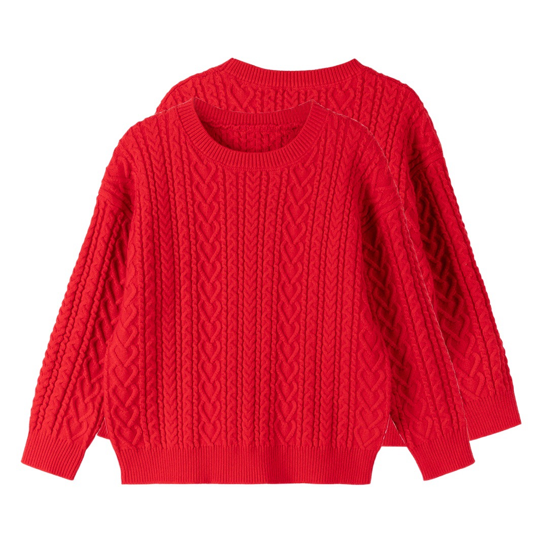 2024 par dragón año giro padre-niño ropa suéter para niños rojo mediano y grande niños y niñas suéter de fondo engrosado invierno