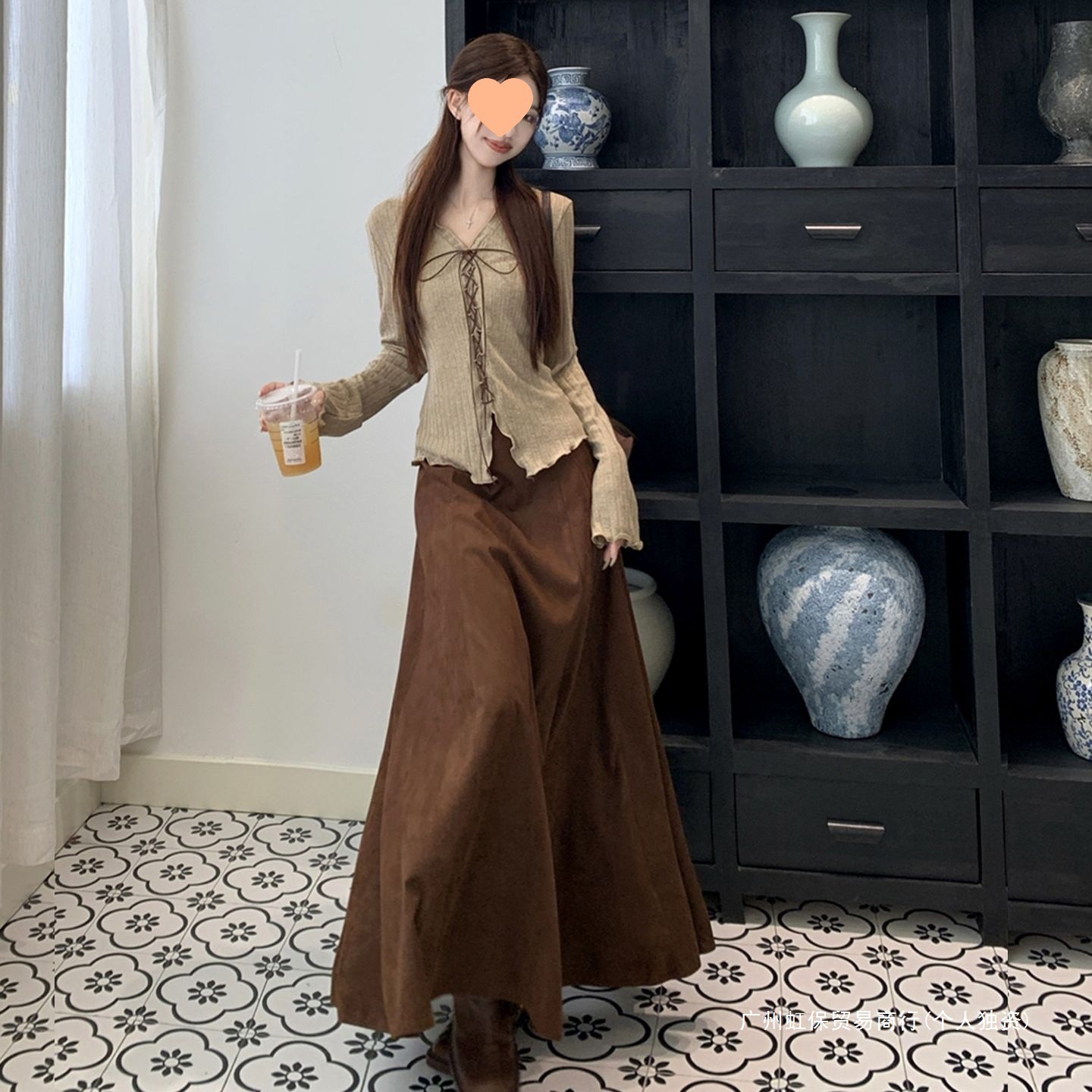 巨好看早秋两件套v领系带针织衫上衣旅游穿搭半身裙套装秋季新款