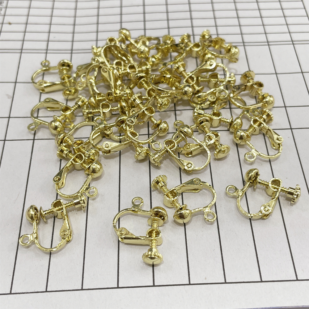 ノンホールスクリューイヤークリップ、波珠ヘッド、吊り下げU字型、調節可能DIYイヤリング素材、新中式イヤリング