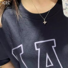 闪耀四芒星锆石项链2023新款爆款高级设计感小众甜酷锁骨链不