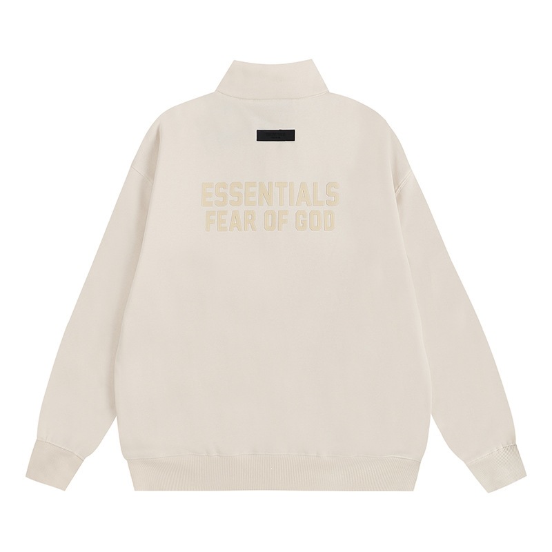 Fear of God Essentials Zip Sweater Mock Neck Half-Zip Cream