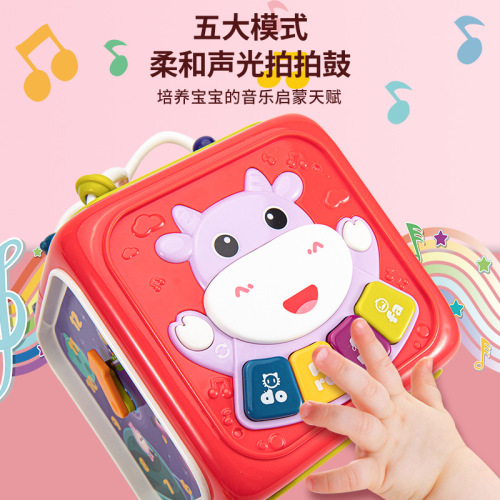 Multifunctional hand drum toy for infants and young children, baby educational early education, music, light, drum, polyhedral children's toy