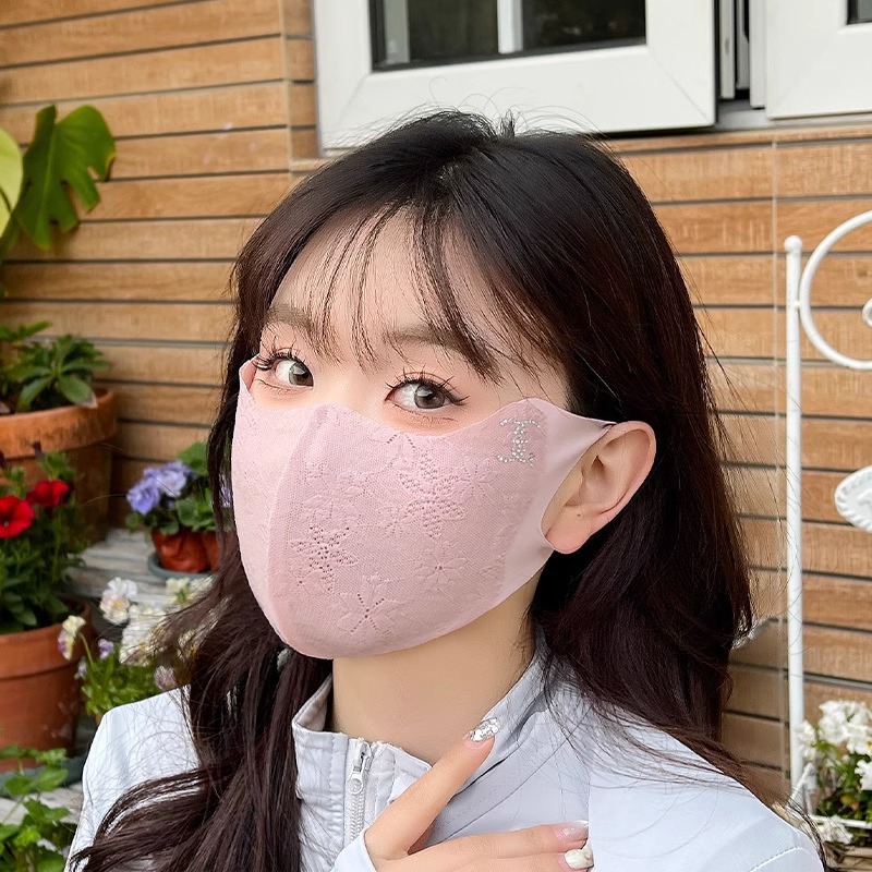 Máscara de protección solar de encaje, protección para los ojos, temperamento elegante, alta apariencia, hilo de malla transpirable antibacteriano antibacteriano de verano