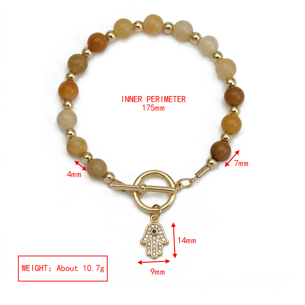 Simple Style Devilu0027S Eye Copper Beaded Plating Inlay Zircon Bracelets 1 Piece