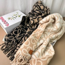 棋盘格纹双面羊绒羊毛围巾围脖柔软舒适女士男女同款时尚百搭