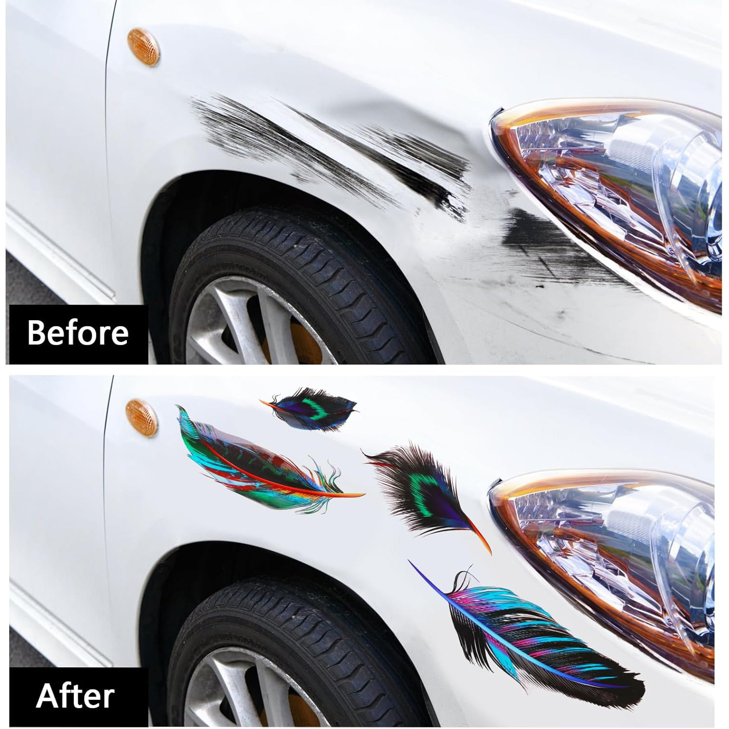 Amazon nuevo pegatinas de plumas para automóviles decoración de automóviles pegatinas de pared de vinilo pegatinas de maleta