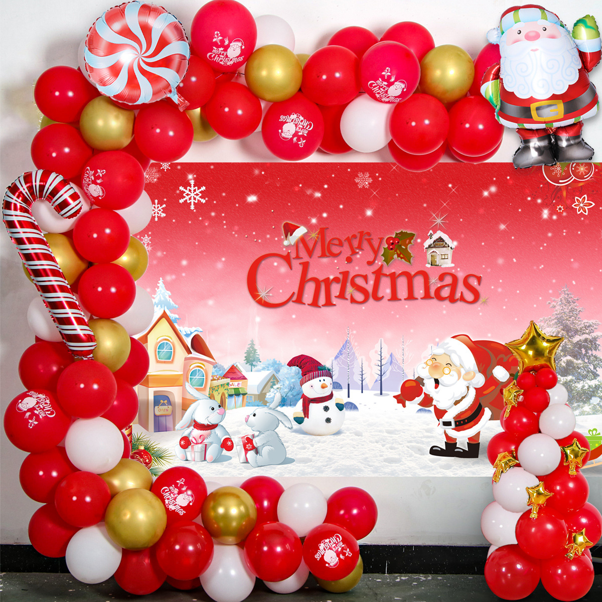 Globo decorativo globo de Navidad partido diseño escena a juego redondo de látex película de aluminio FIESTA DE Navidad globo