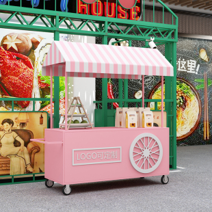 Food Cart Outdoor Trolley Stall Vending Snack Street Market Iron Art Promotional Cart Flower Cart Mobile