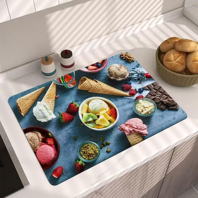 Cocina americana transfronteriza almohadilla de drenaje de agua de escritorio de absorción de agua de secado rápido almohadilla de escritorio resistente al desgaste de barro de diatomeas aislamiento térmico almohadilla antideslizante image 12