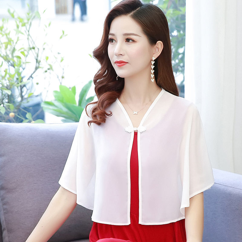 Sun Protection Cape Shawl for Women, Versatile Cardigan with Skirt, Trendy Summer Thin Coat, Korean Style Short Chiffon Shawl Sun Protection Cape Shawl for Women, Versatile Cardigan with Skirt, Trendy Summer Thin Coat, Korean Style Short Chiffon Shawl