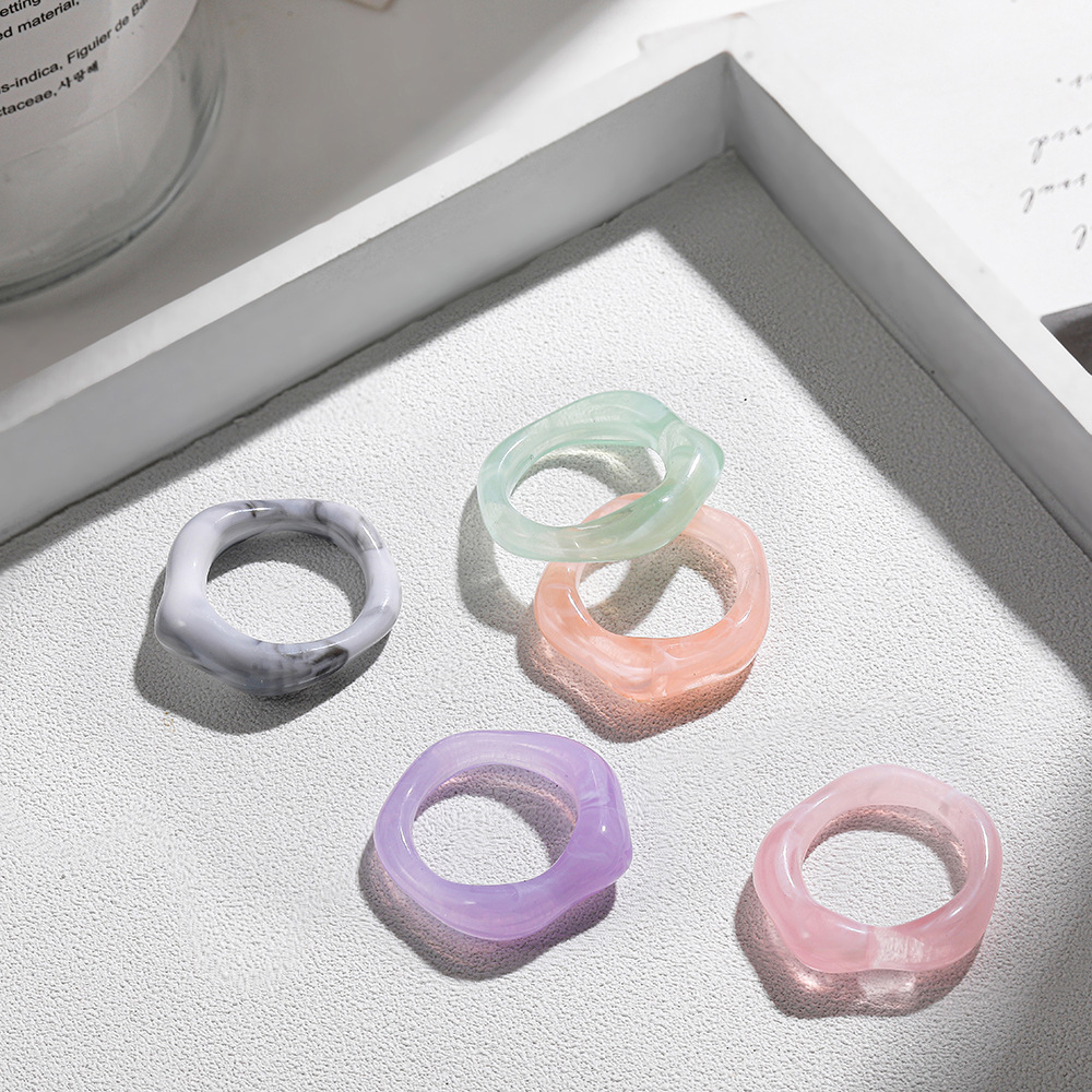 Korean transparent candy color geometric resin ring wholesalepicture36