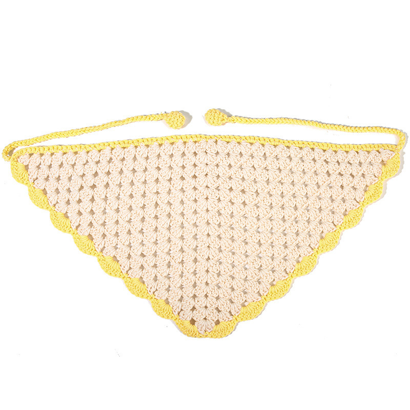 Francia cereza toallas triangulares mujeres primavera y otoño viajes padres-hijos gancho de punto flores hueco pañuelo de arte correa de pelo gorro