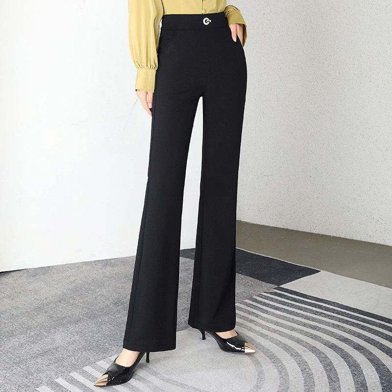 Осень 2024 Новые элегантные расклешенные брюки, Драпированный костюм для среднего и пожилого возраста, расклешенные брюки с микро-юбкой, женские брюки в повседневном стиле