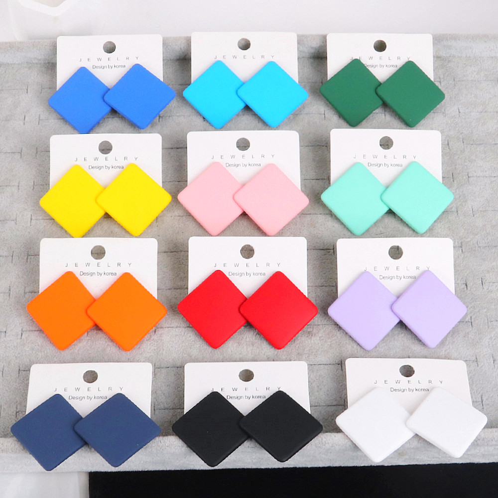 1 Pair Simple Style Square Arylic Spray Paint Women's Earrings display picture 5