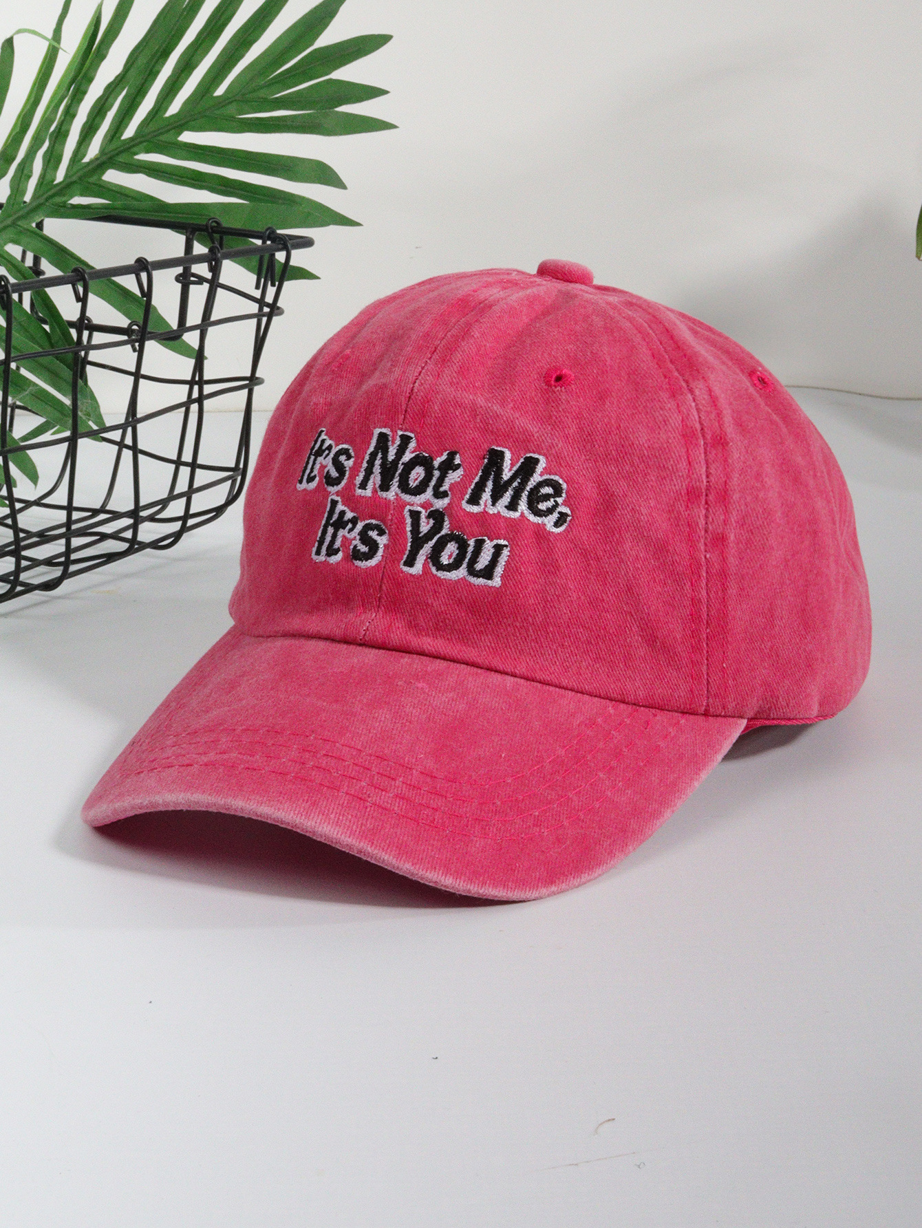 Unisex Cotton fashion It's Not Me embroidered baseball cap everything casual show face small flip_voghion.com