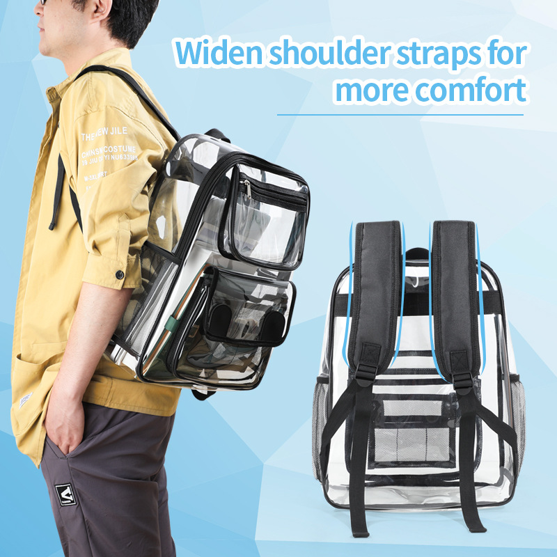Custom-made cross-border transparent backpack PVC college student schoolbag waterproof backpack beach bag 2D ita bag