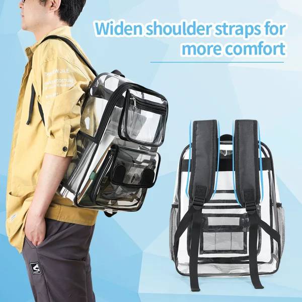 Custom-made cross-border transparent backpack PVC college student schoolbag waterproof backpack beach bag 2D ita bag