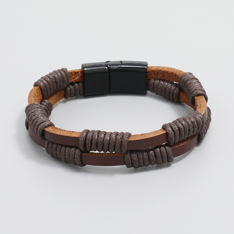 1 Piece Fashion Geometric Alloy Cowhide Wax line Unisex Bracelets