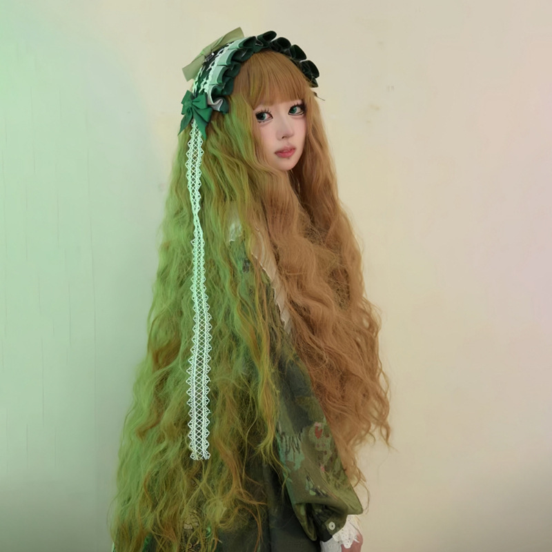 Star range brown yellow 1 m long curly hair lolita water ripple hair niang wig female hairstyle waltz