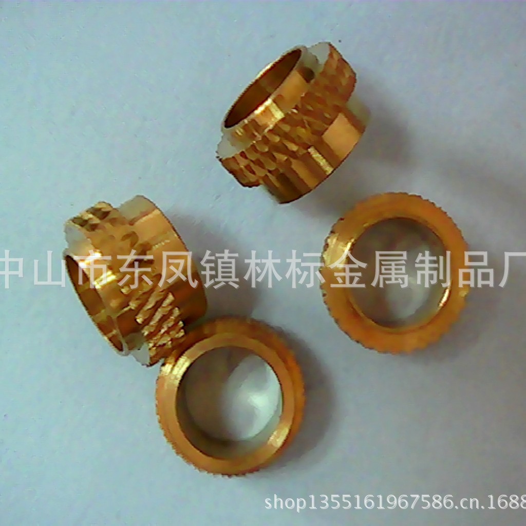 本厂优惠供应精密黄铜网纹直纹花小铜套衬套黄铜壳加工车床