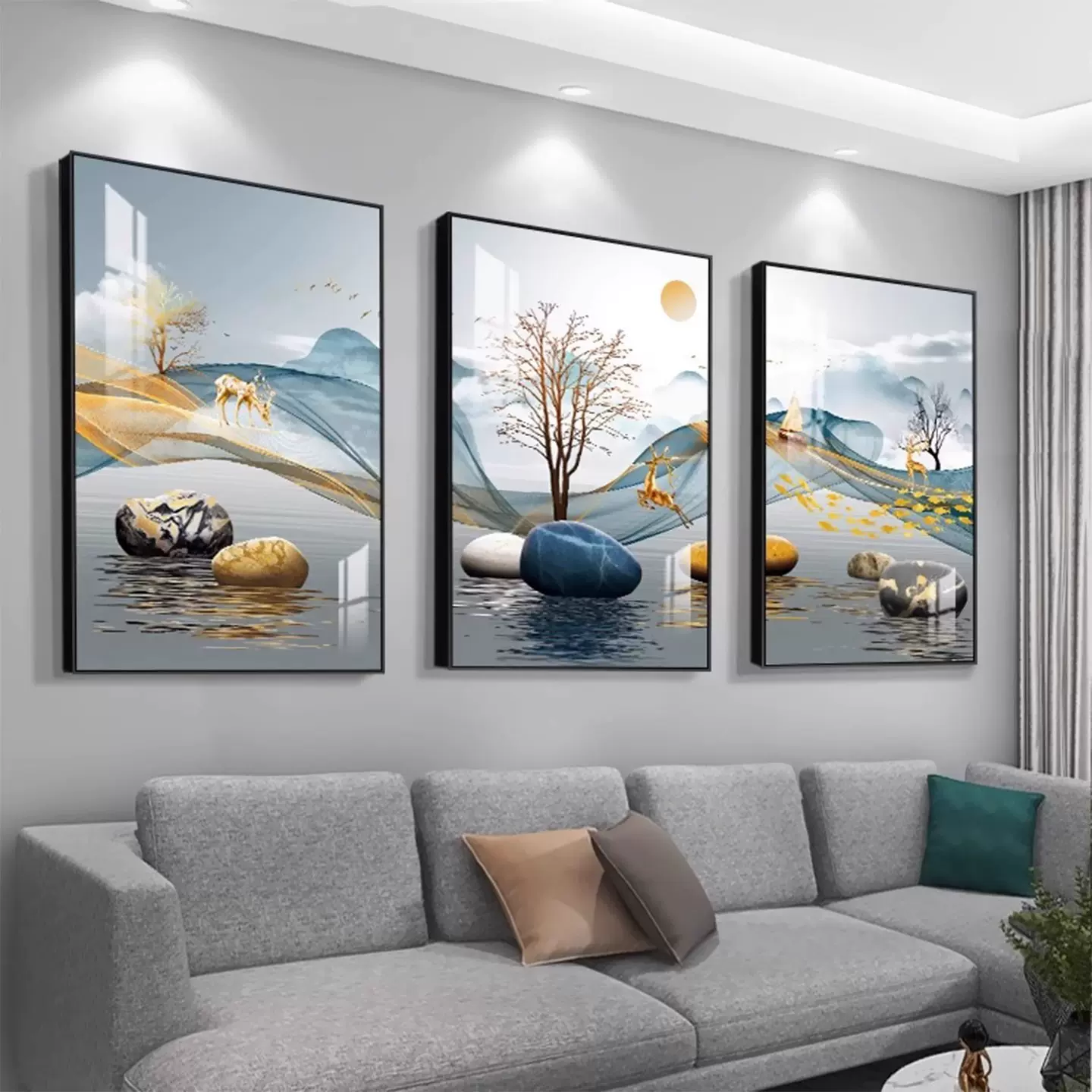 现代简约客厅装饰画ins风挂画卧室餐厅壁画大气沙发背景墙三联画
