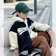 男童刺绣加绒韩版棒球服外套2025年秋冬新款童装上衣儿童棒球外套