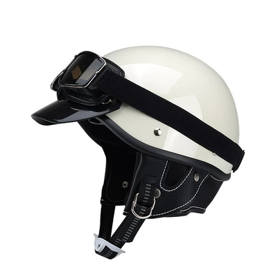 Round, Motosiklet kaskı (dəbilqə) - 3c-milky-white-double-d-buckle-kart-goggles-face-towel-s