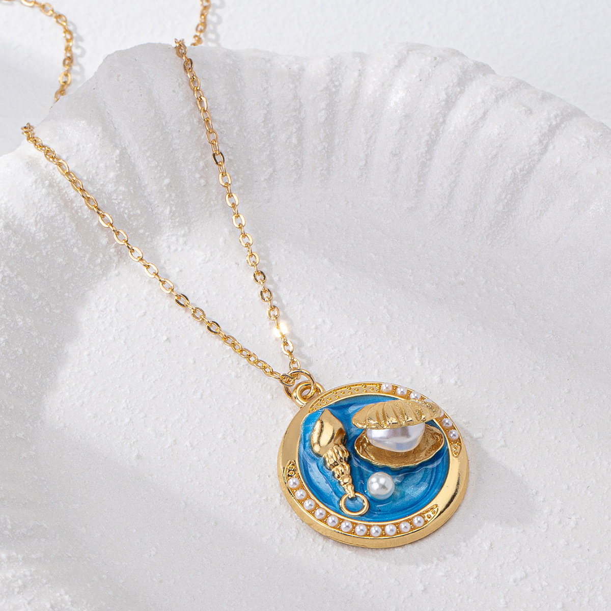 Women's Gender Elegant Beach Coconut Tree Starfish Shell Alloy Cable Chain Lobster Trigger Clasp Closure Pendant Necklaces Wholesale