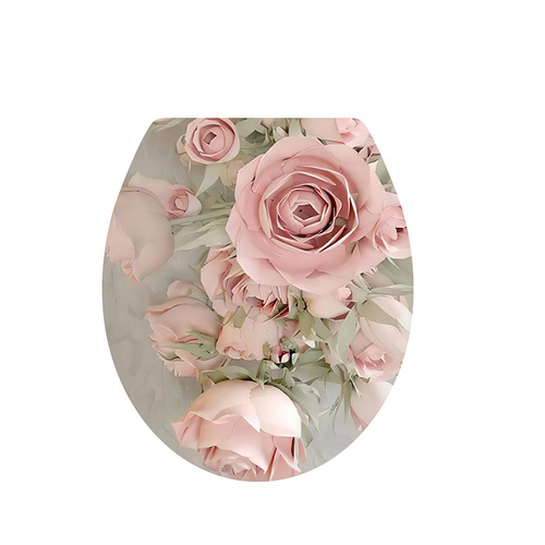 Warm personalized floral toilet stickers creative removable toilet seat stickers self-adhesive toilet decoration stickers painting manufacturers
