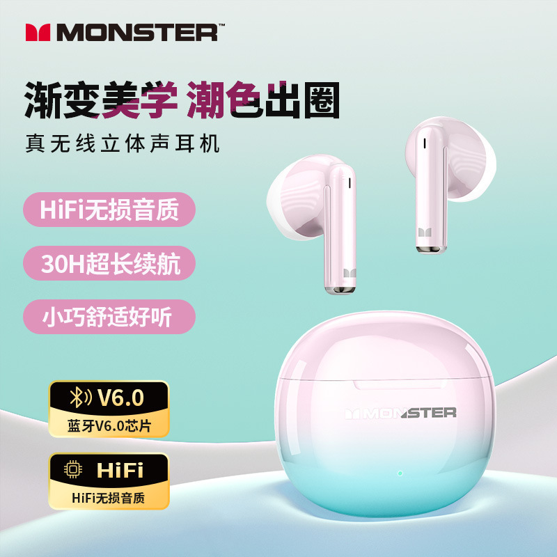 MONSTER/GT37 Magic Sound Bluetooth Earphones, In-Ear, Long Battery Life, Stereo, Low Latency, New Cross-Border Model