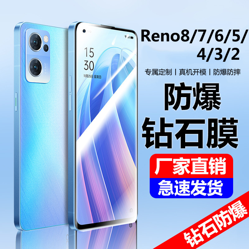 Applicable to oppoReno8 Tempered Film 7pro Anti-peep 5 Mobile Phone Film Reno6 Frosted reno4se Full Screen 3 Blu-ray
