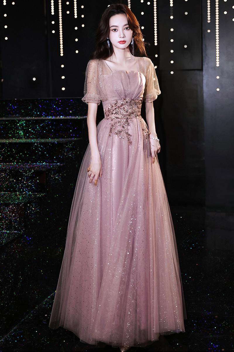 2025 nuevo anfitrión de primavera vestido de princesa de alta calidad vestido de exámenes de arte de hermanas de graduación