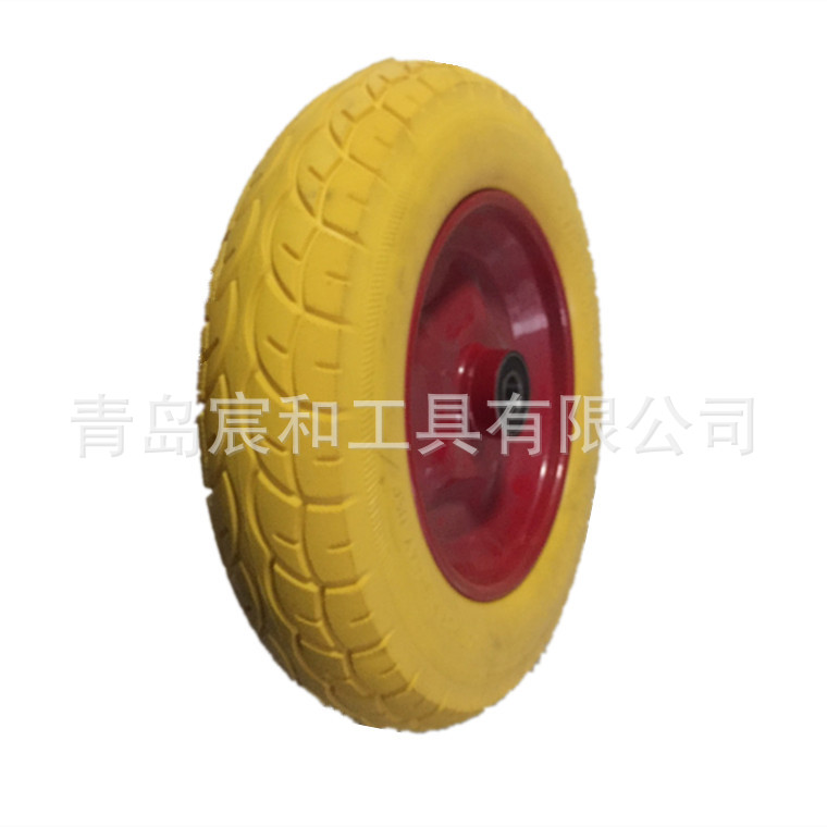 3.50-8 14寸PU发泡轮 货仓车园艺车独轮车免充气实心轮