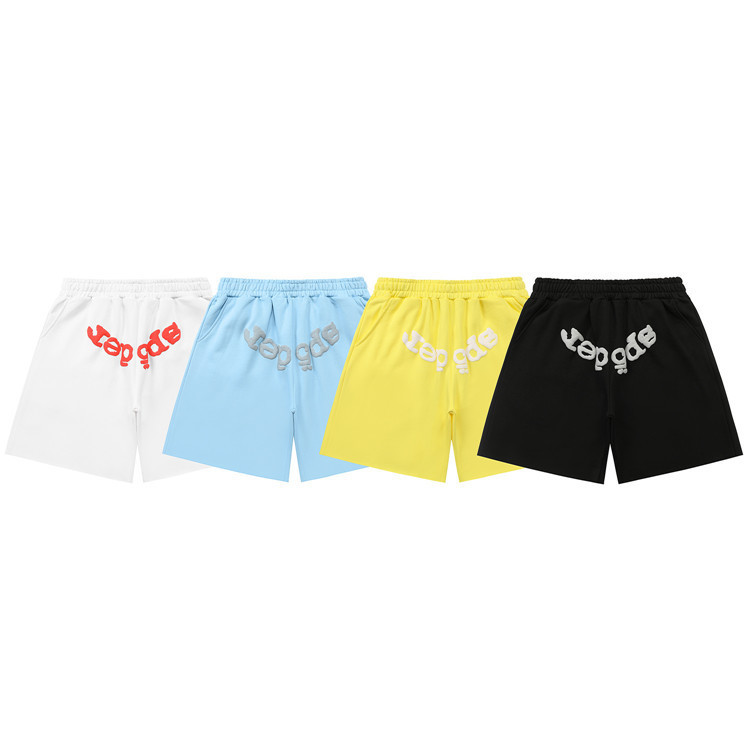 Meichao Sp5Der Series 555 555 Foam Letter Shorts Summer Sports Men's and Women's Drawstring Casual Shorts