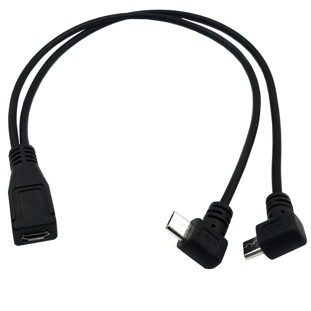 90°弯头机平板线 Micro USB母转2公头 Micro USB 一分二充电线-阿里巴巴