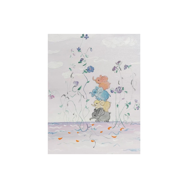 Purely Hand-Painted Cream Style Lotus Gas to Make Money Textured Oil Painting Living Room Decoration Hanging Painting High-End Entrance Painting