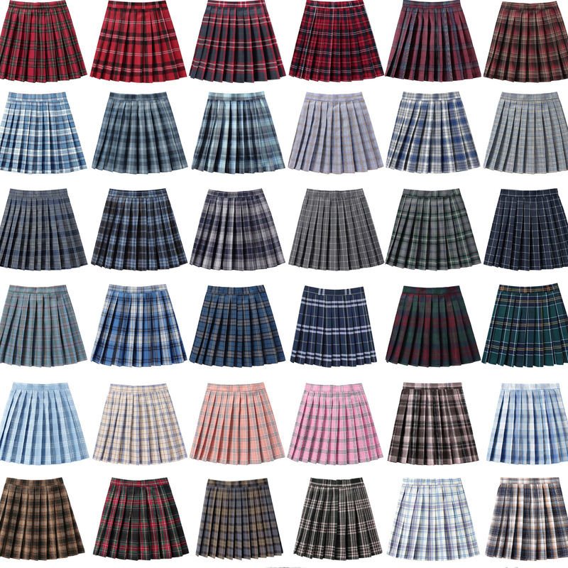 "Skirt Length 43cm" Plaid Pleated Class Uniform Performance Event High Waist Japanese Style Student Plus Size Women's Short Skirt