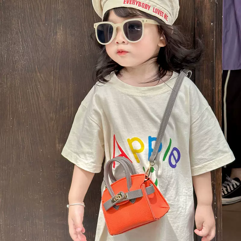 儿童手提小包包女2024新款潮搭女童小包洋气简约单肩斜挎包