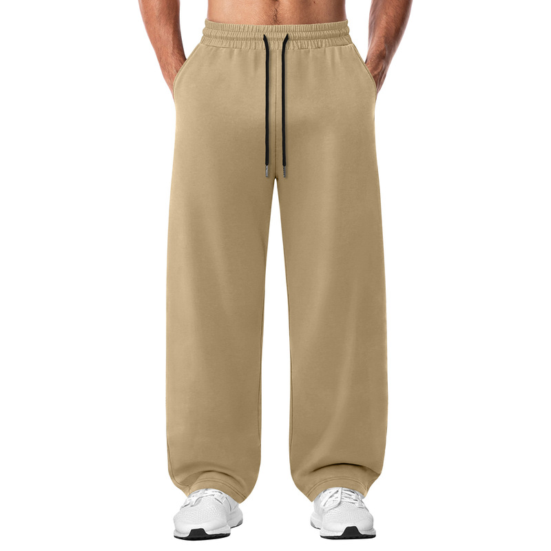 New trendy casual sports pants for men, popular on Amazon in Europe and the US, loose fit, solid color, suitable for fitness, running, and training