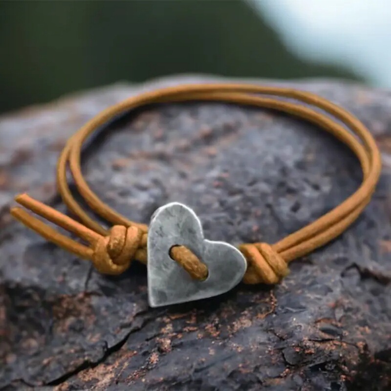 Moge European and American Cross-Border Teum Retro Heart Bracelet Adjustable Distressed Bracelet Bohemian Style Hand Jewelry