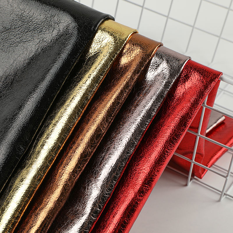 Direct Supply from the Manufacturer: 0.6mm Hot-Stamped Pu Leather, Artificial Leather, Glossy Metallic Leather Fabric, Wholesale Pu Leather for Clothing